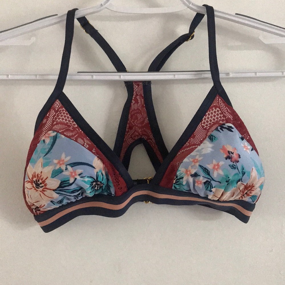 Floral triangle bikini top